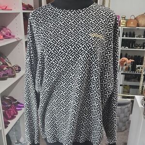 adidas Black and White Patterned Sweatshirt with Gold Logo